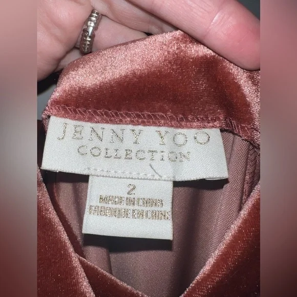 NWOT Jenny Yoo Mauve Cowl Neck Midi Dress - Picture 7 of 7